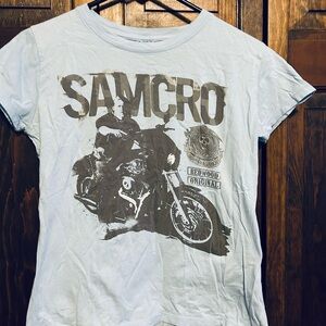Son’s off Anarchy Graphic Baby Tee - Light Blue